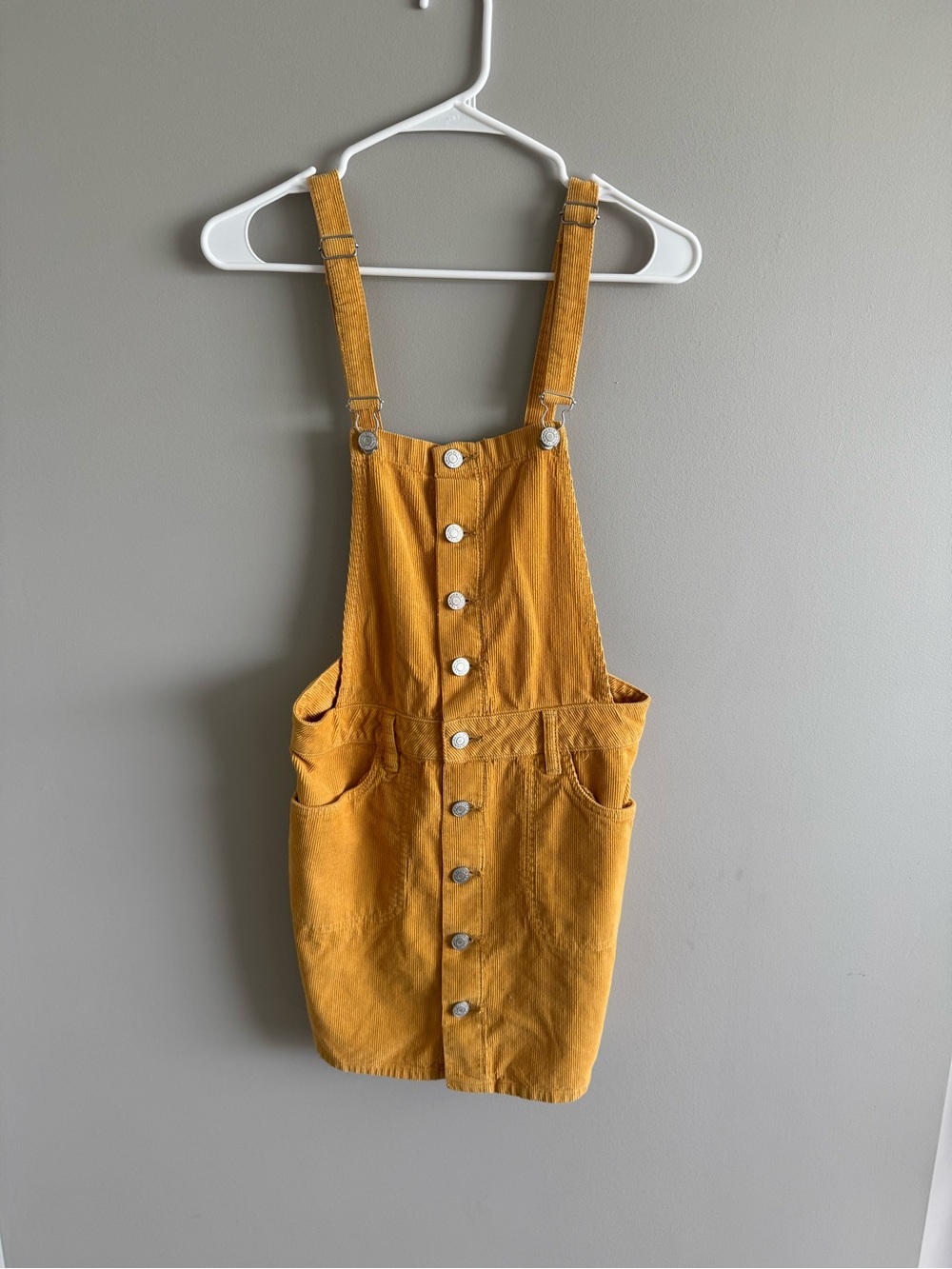 PAC Sun Mustard Button-Front Corduroy Dress